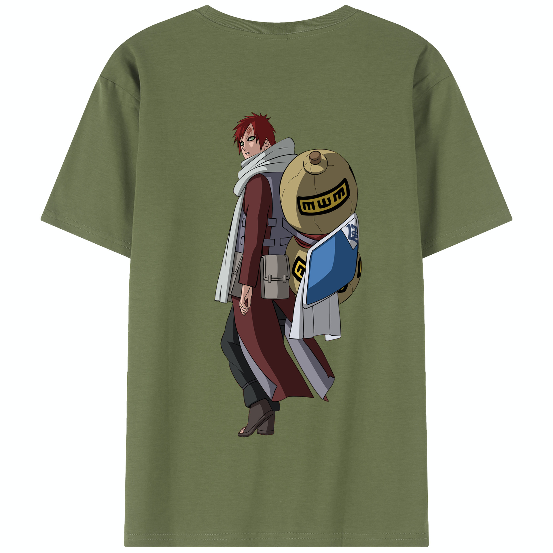 （画像用） NARUTO -ナルト- ガアラ Gaara 綿100％半袖Tシャツ（背面プリント）